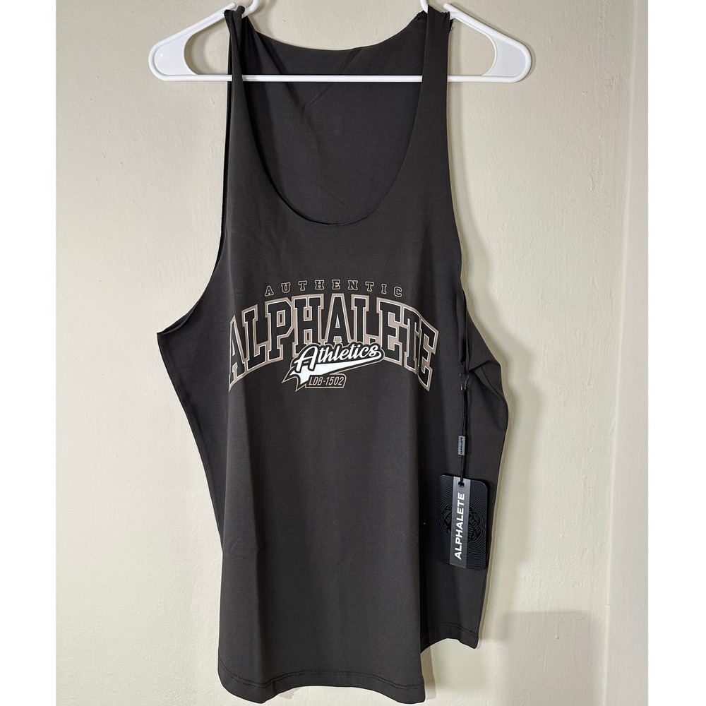 NWT Alphalete Athletics Mens Gray Graphic Muscle Tank Top Stringer Size Small